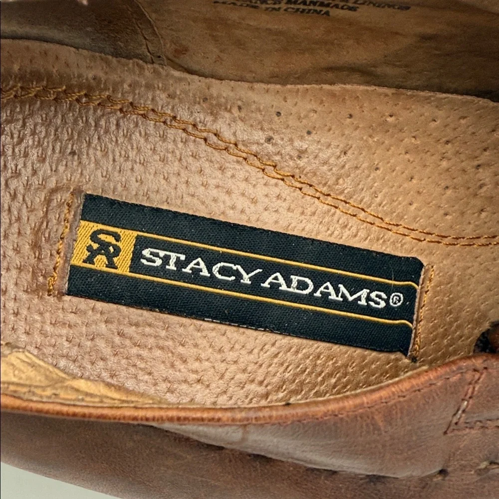 Stacy Adams Dark Brown Leather Slip-On Loafers mens .11M casual office event Y2K